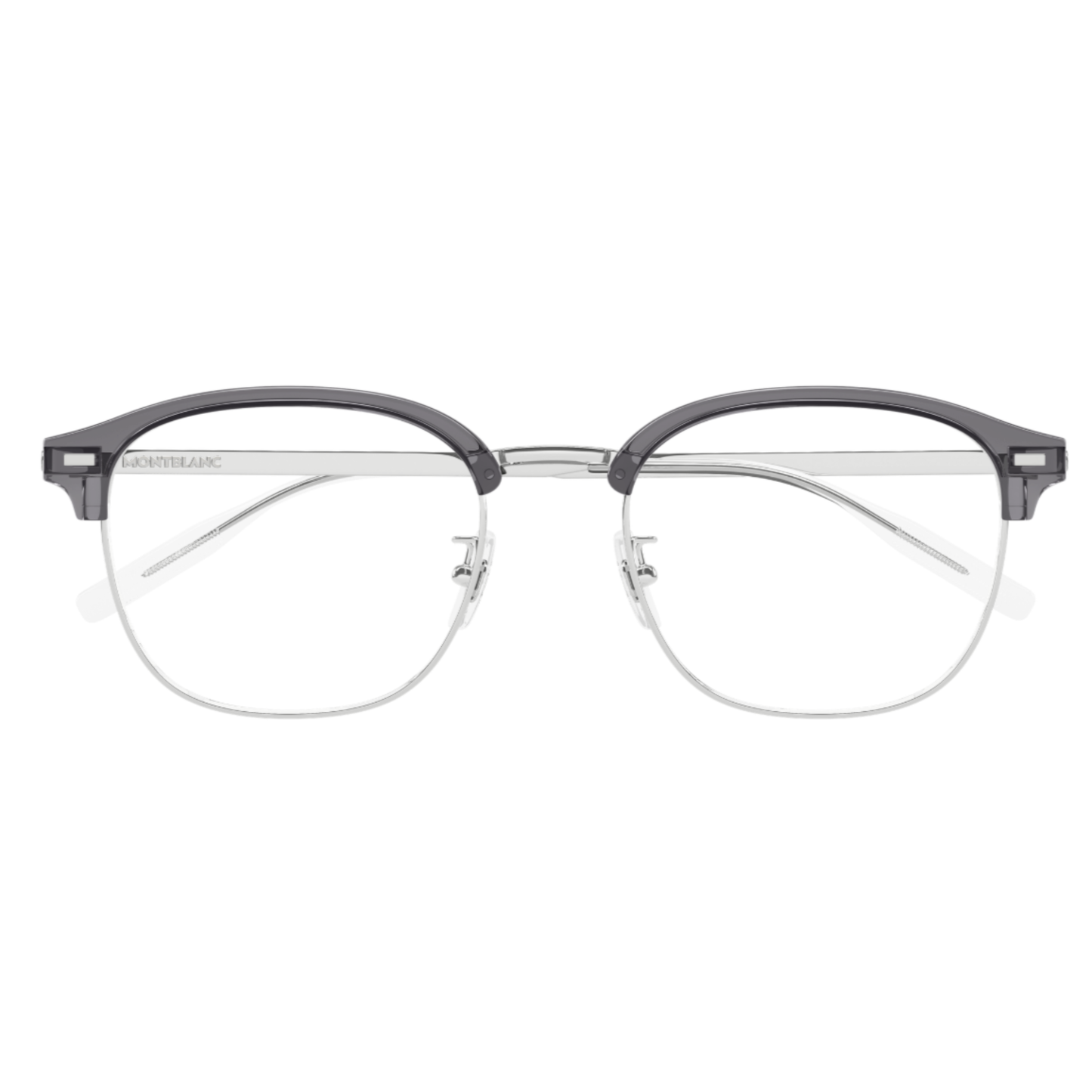 Montblanc MB0446OA Clubmaster optical frame front view with titanium construction