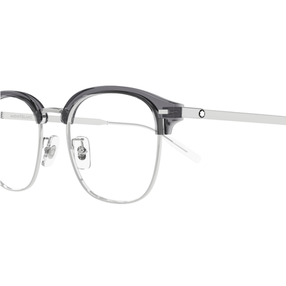 Montblanc MB0446OA Clubmaster optical frame detail view with titanium construction