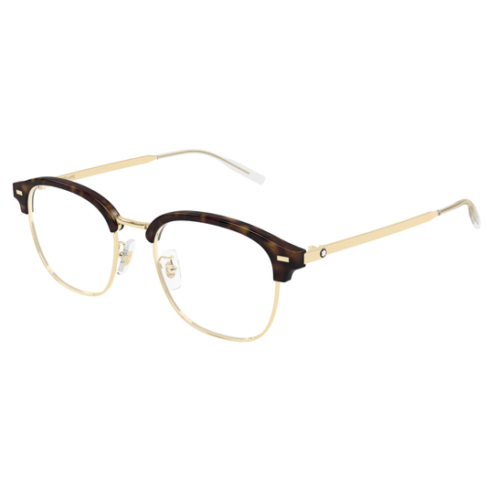 Montblanc MB0446OA Clubmaster optical frame angle view with titanium construction