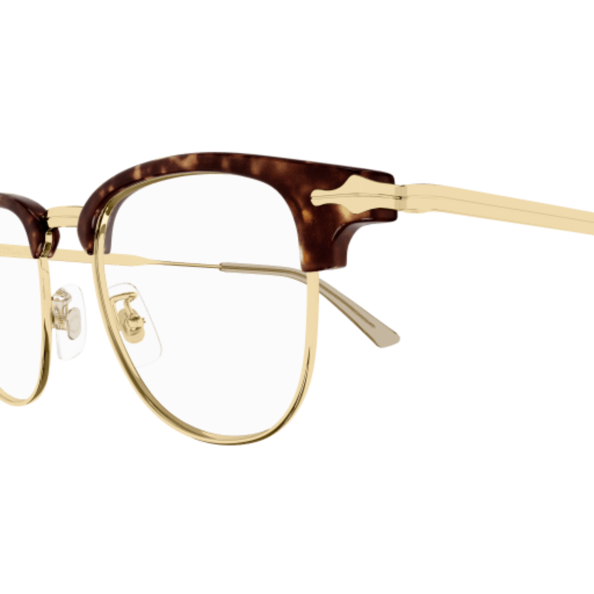 Montblanc unisex metal Clubmaster rectangular optical frame three quarter view