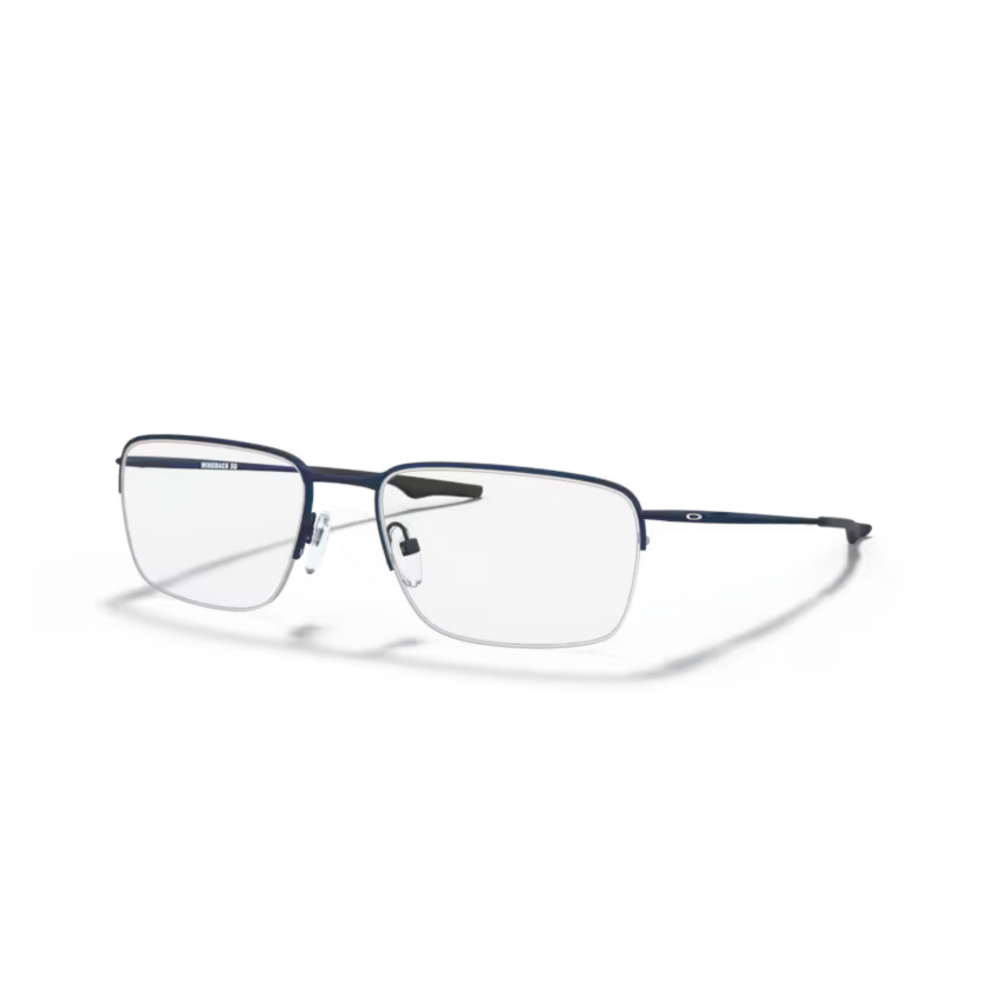 Oakley OX5148 Wingback SQ titanium optical frame featuring a lightweight full-rim Rectangle design for prescription lenses. Angle View 