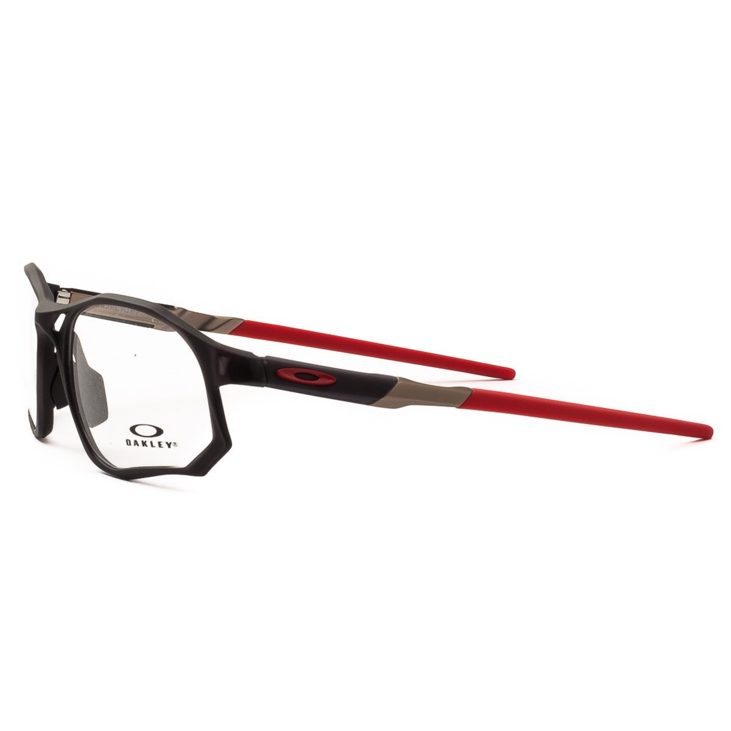 Oakley OX8171 Trajectory optical frame in lightweight O Matter™ with a full-rim rectangular design for prescription lenses. Side View