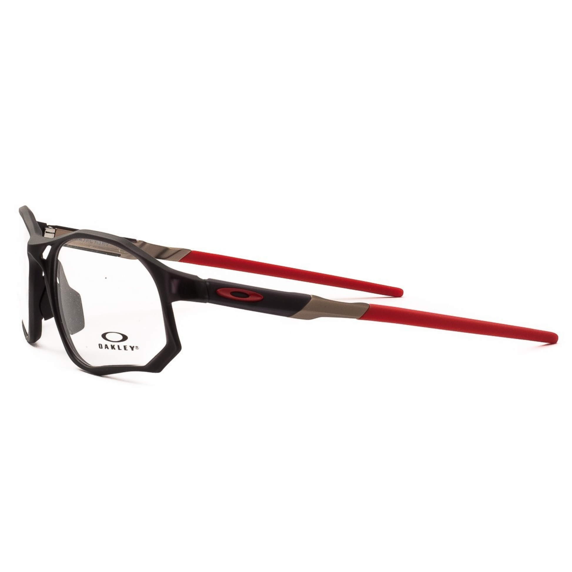 Oakley OX8171 Trajectory optical frame in lightweight O Matter™ with a full-rim rectangular design for prescription lenses. Side View