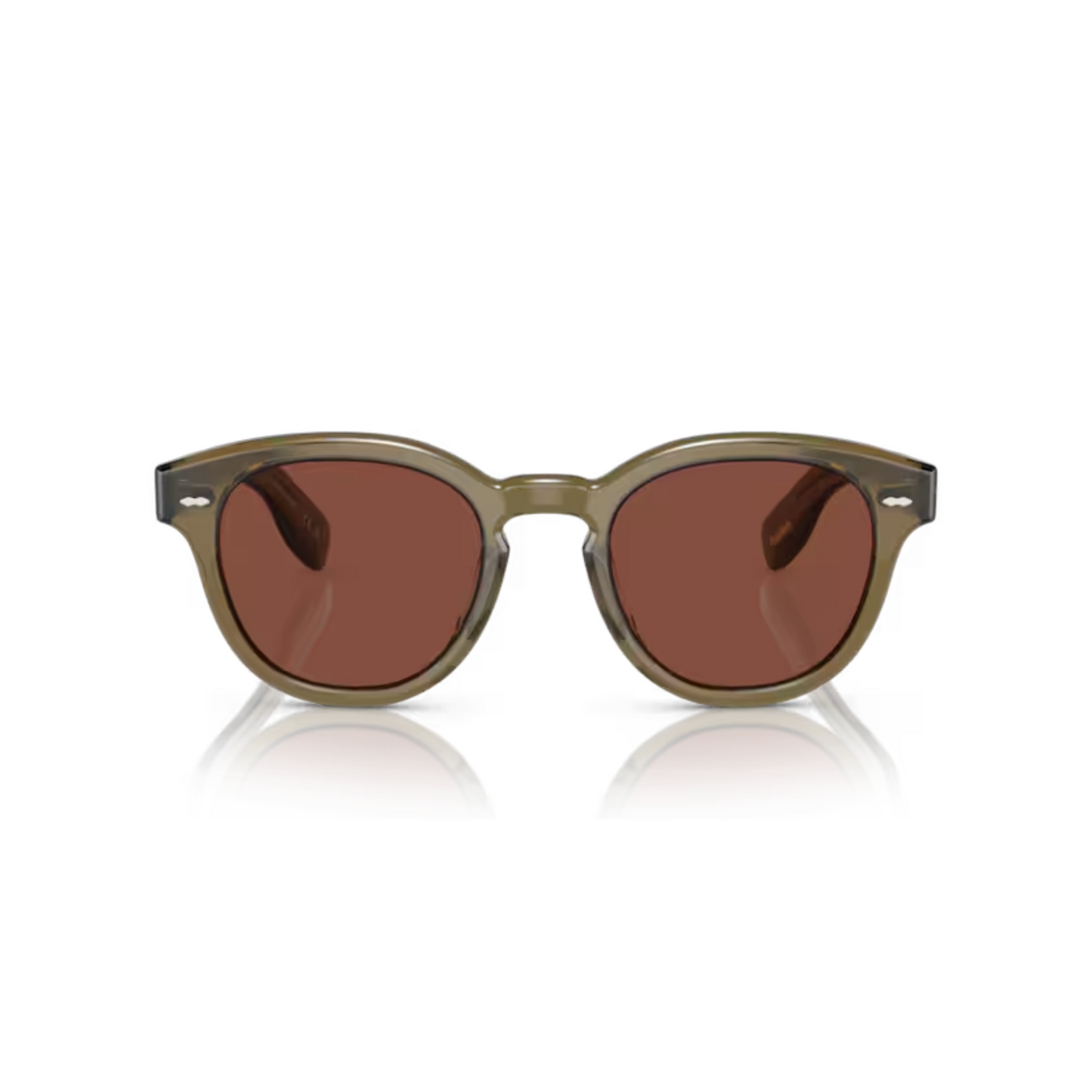 Oliver Peoples Dusty Olive Round Acetate Sunglasses With Rosewood Lenses