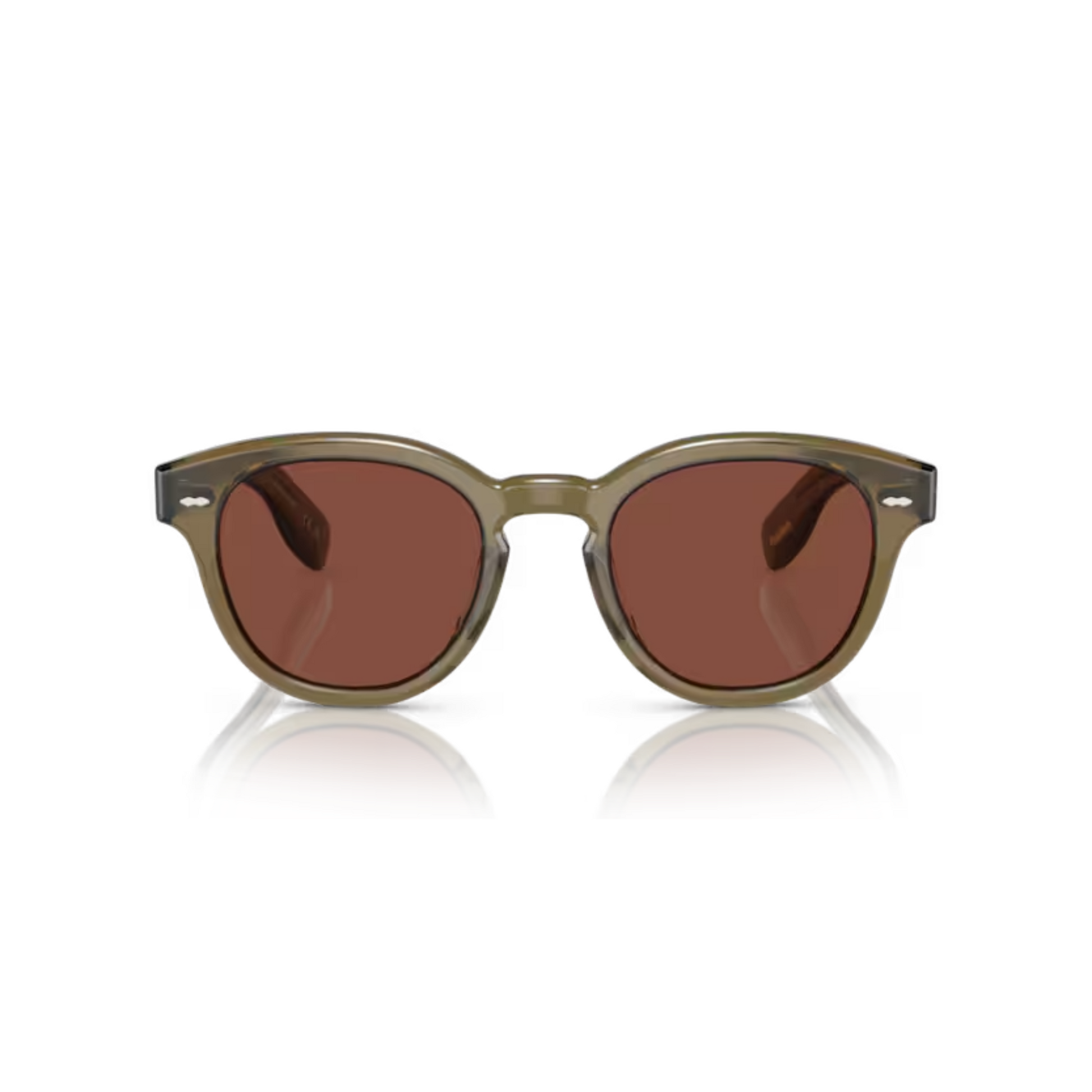 Oliver Peoples Dusty Olive Round Acetate Sunglasses With Rosewood Lenses