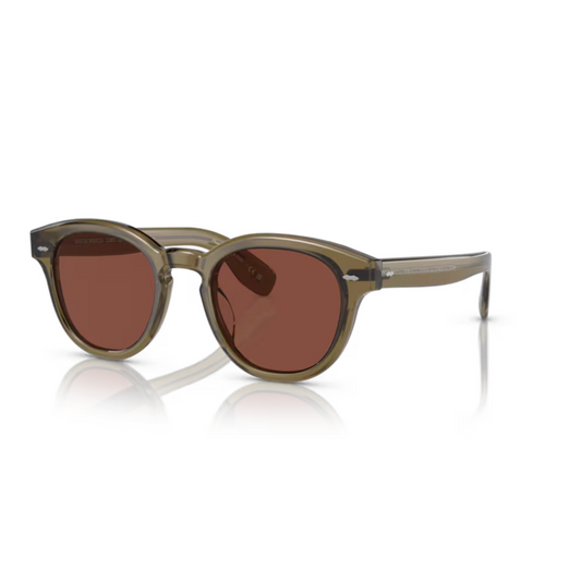 Oliver Peoples Dusty Olive Round Acetate Sunglasses With Rosewood Lenses