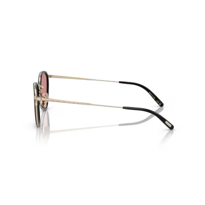 Oliver Peoples OV1104S Black Gold Oval Sunglasses With Magenta Photochromic Lenses