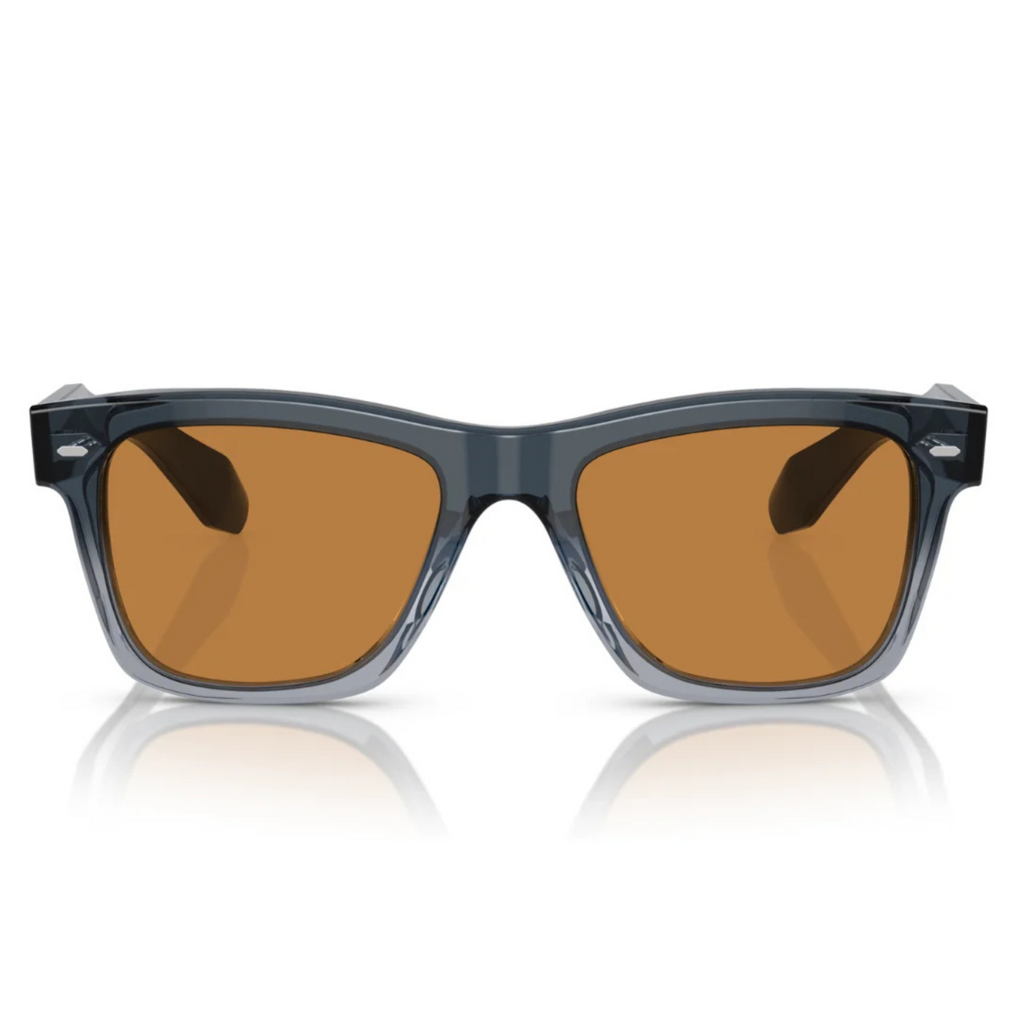 Oliver Peoples OV5552SU Transparent Blue Square Acetate Sunglasses With Orange Gradient Lenses