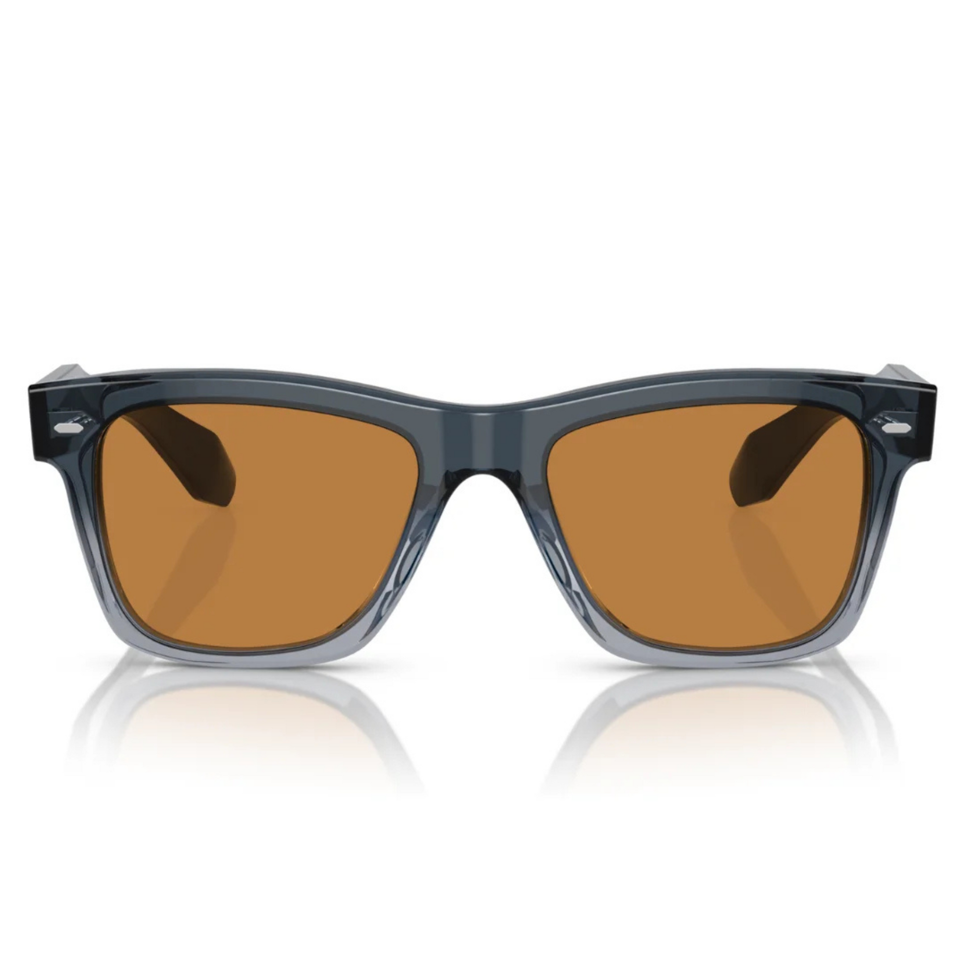 Oliver Peoples OV5552SU Transparent Blue Square Acetate Sunglasses With Orange Gradient Lenses