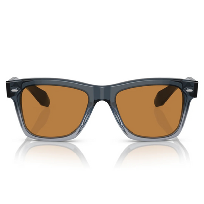 Oliver Peoples OV5552SU Transparent Blue Square Acetate Sunglasses With Orange Gradient Lenses