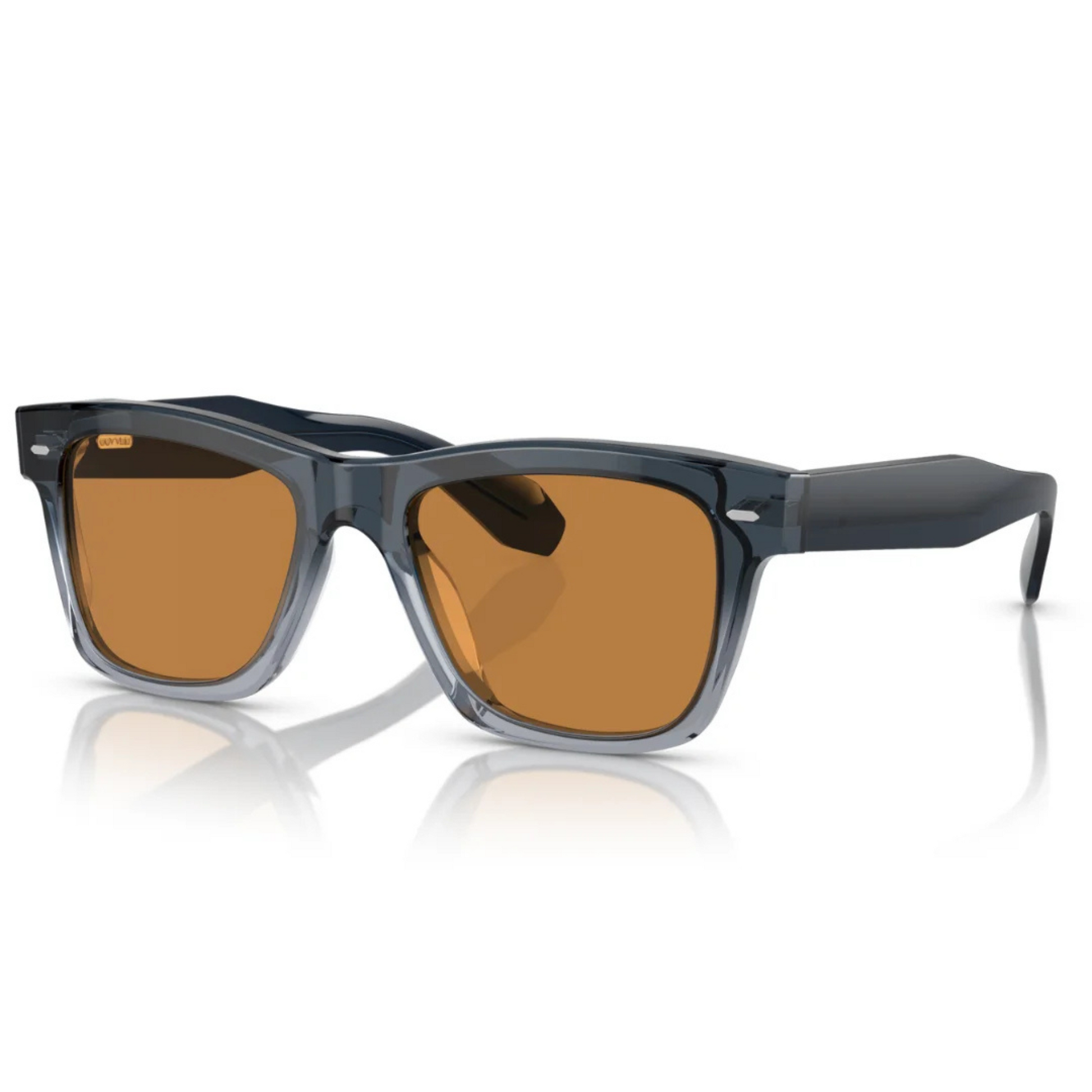 Oliver Peoples OV5552SU Transparent Blue Square Acetate Sunglasses With Orange Gradient Lenses