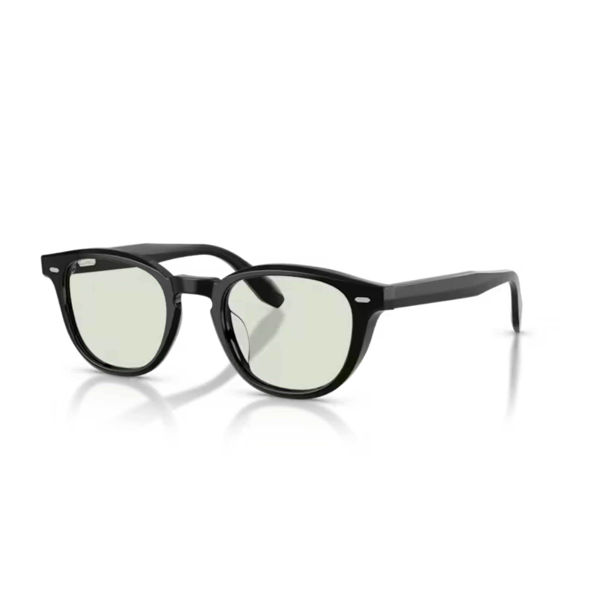 Oliver Peoples OV5586SU Black Square Acetate Sunglasses With Transition Green Lenses