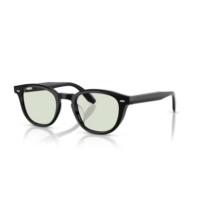 Oliver Peoples OV5586SU Black Square Acetate Sunglasses With Transition Green Lenses