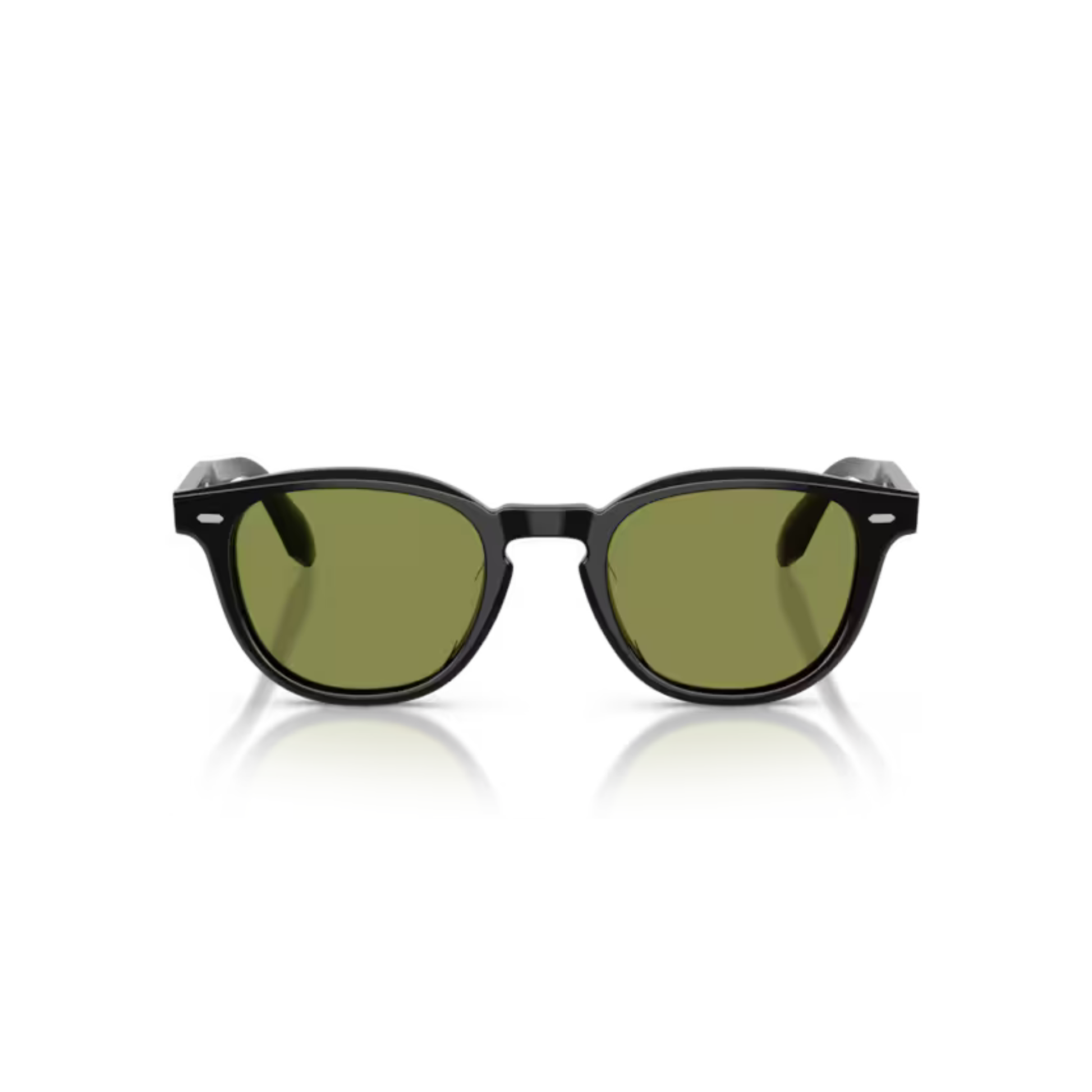 Oliver Peoples OV5586SU Black Square Acetate Sunglasses With Transition Green Lenses