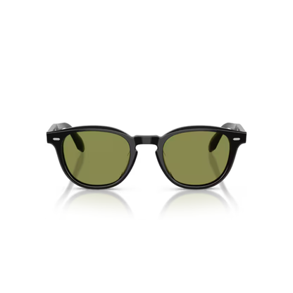 Oliver Peoples OV5586SU Black Square Acetate Sunglasses With Transition Green Lenses