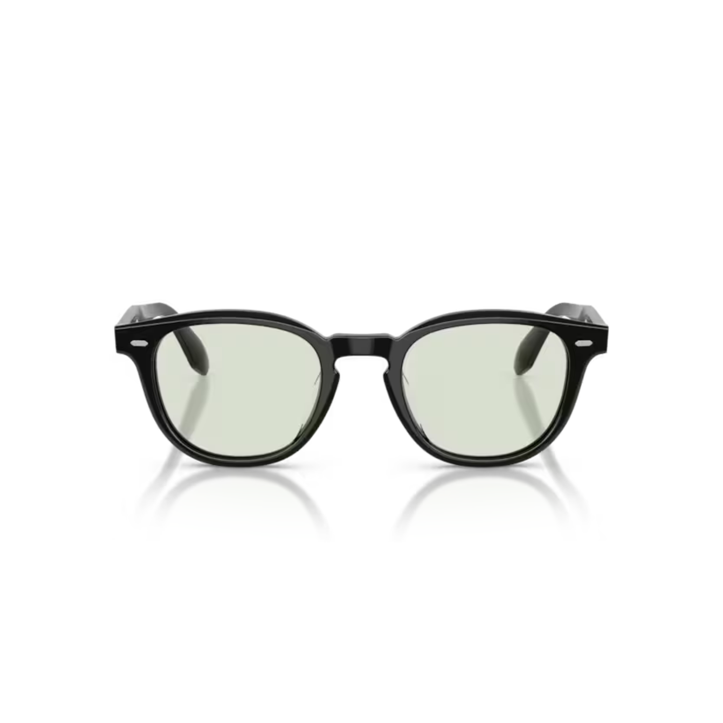Oliver Peoples OV5586SU Black Square Acetate Sunglasses With Transition Green Lenses