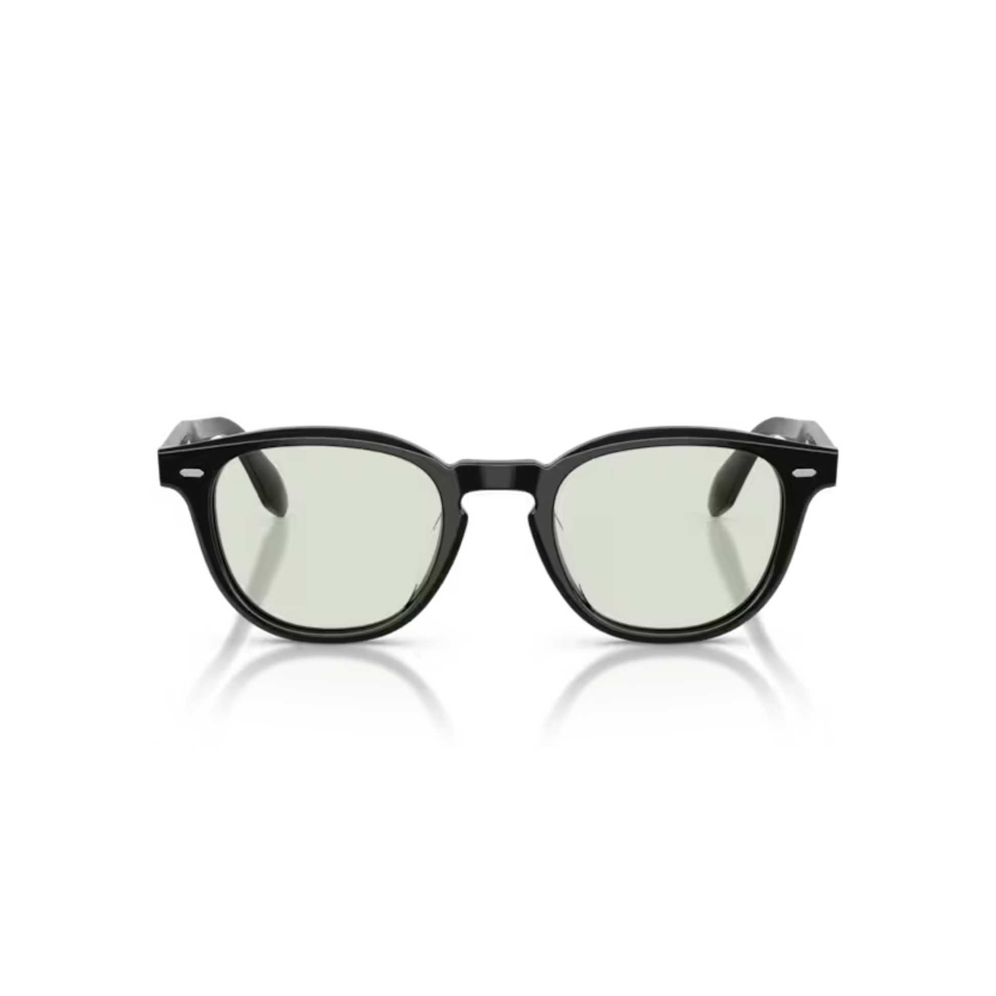 Oliver Peoples OV5586SU Black Square Acetate Sunglasses With Transition Green Lenses