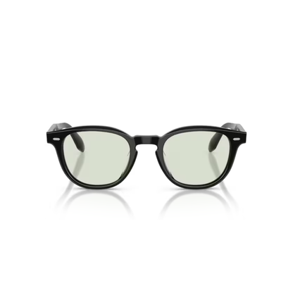 Oliver Peoples OV5586SU Black Square Acetate Sunglasses With Transition Green Lenses
