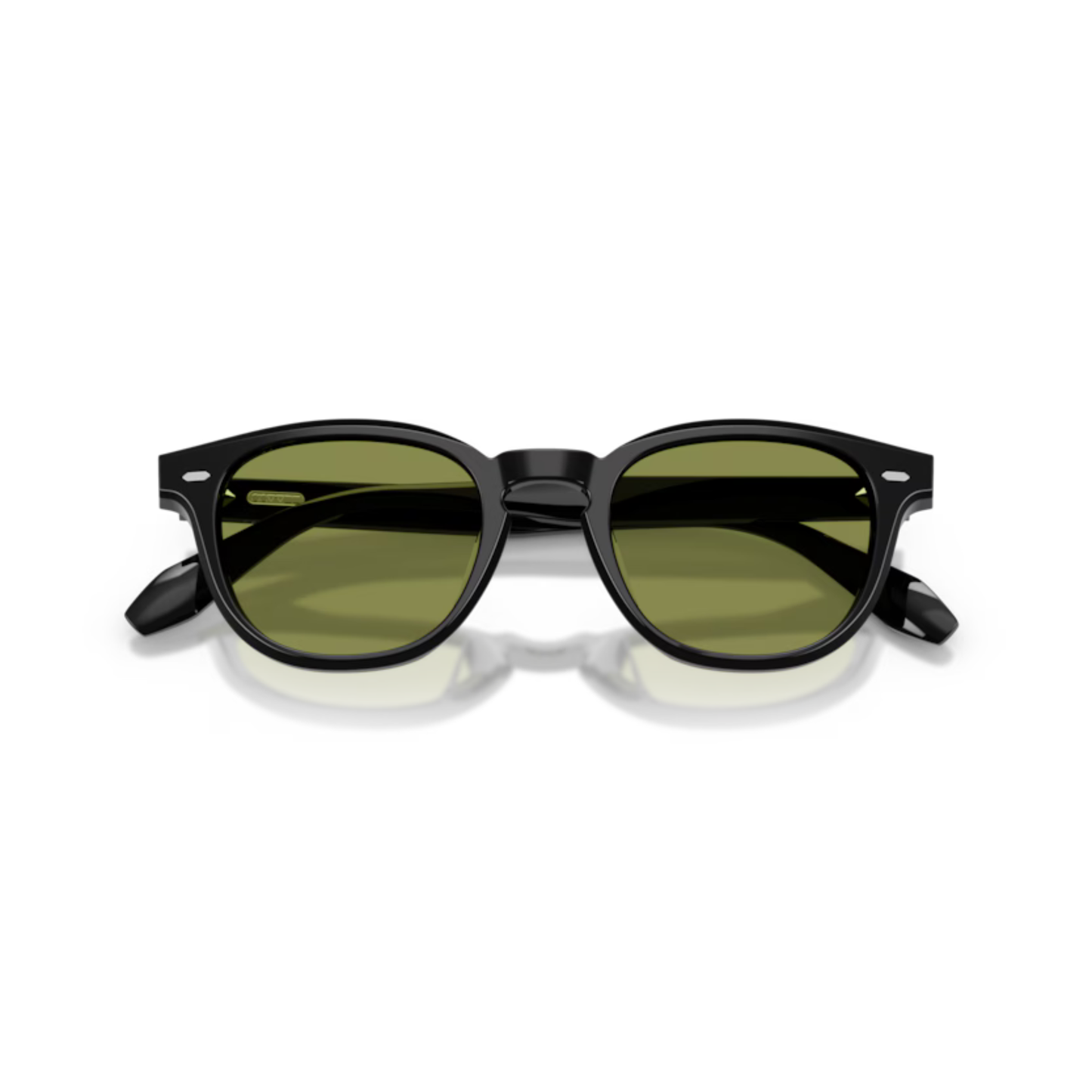 Oliver Peoples OV5586SU Black Square Acetate Sunglasses With Transition Green Lenses