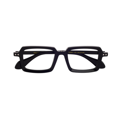 Perry Black/001 designer rectangular optical frame with lightweight full-rim construction for stylish everyday prescription eyewear.