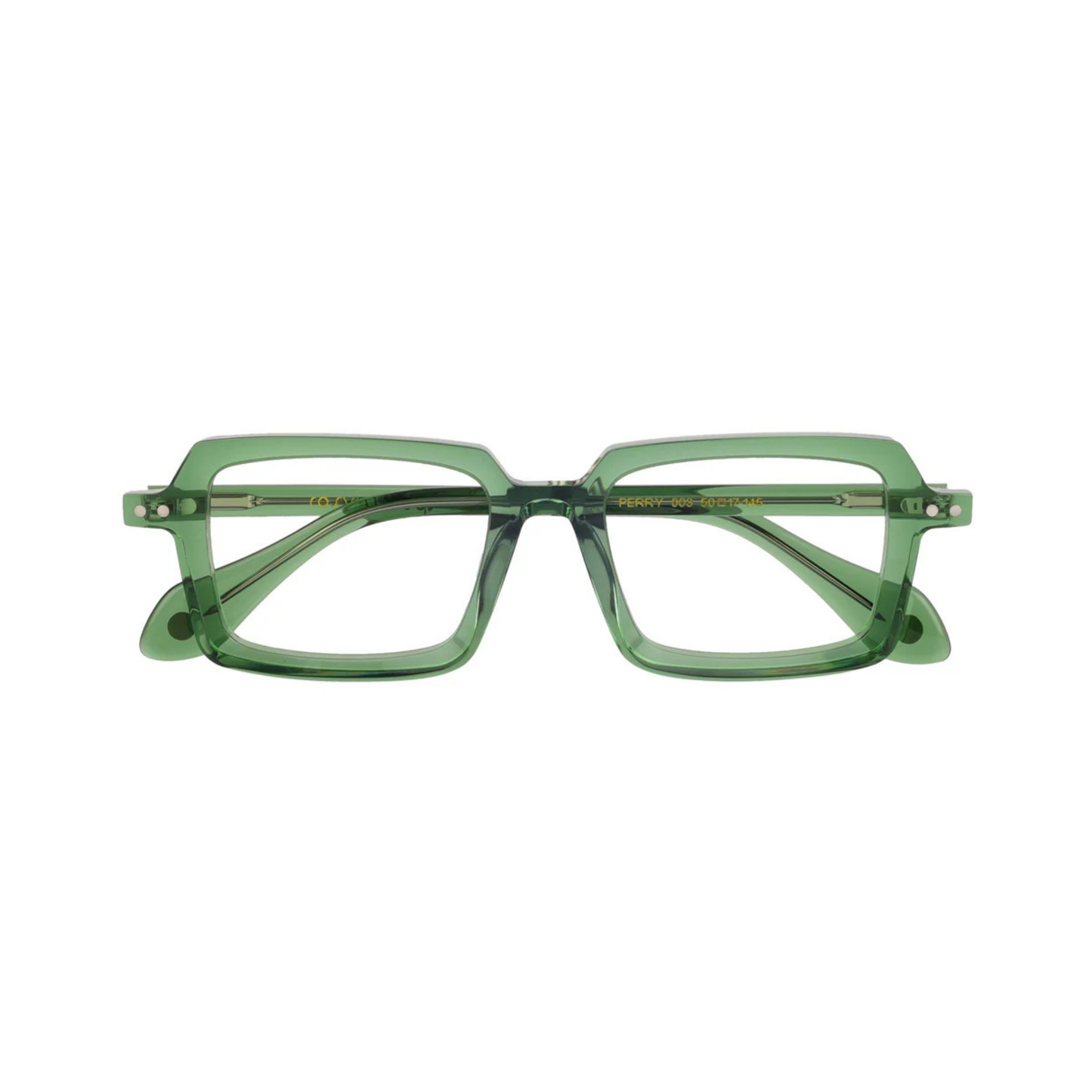 Perry Green Crystal/003 designer rectangular optical frame with lightweight full-rim construction for stylish everyday prescription eyewear.