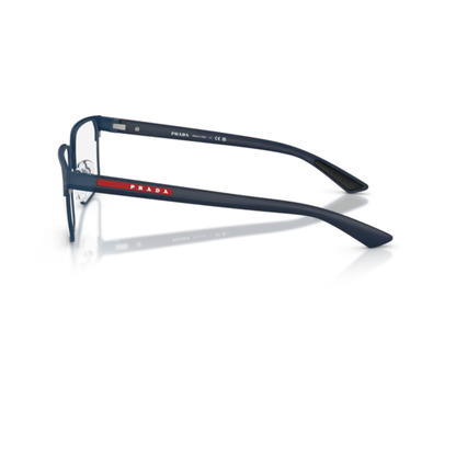 Prada mens metal nylon square optical frame side temple profile