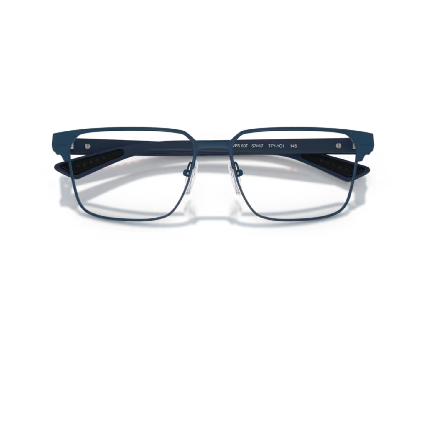 Prada mens metal nylon square optical frame three-quarter view