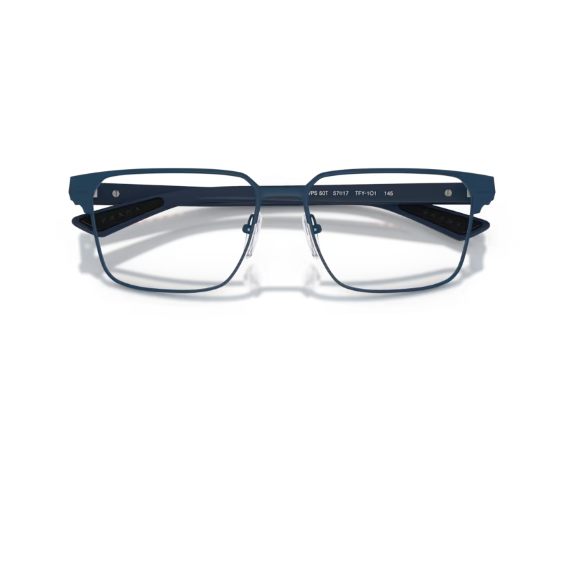 Prada mens metal nylon square optical frame three-quarter view