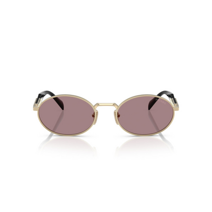 Prada PR65ZS women's oval metal sunglasses with a premium full-rim luxury design.