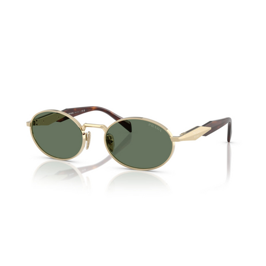 Prada PR65ZS women's oval metal sunglasses with a premium full-rim luxury design.