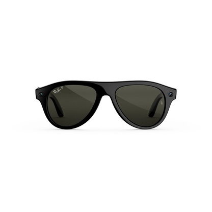 Ray-Ban Meta RW4016 unisex injected pilot AI sunglasses shiny black front view