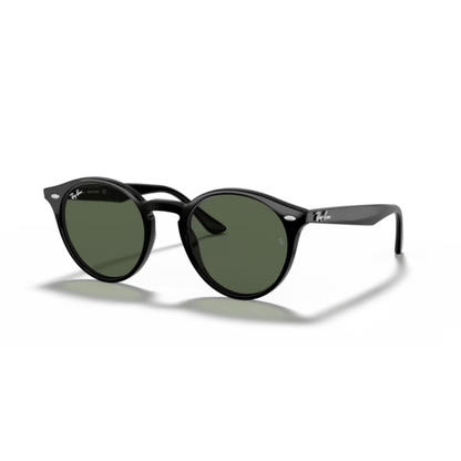 Ray-Ban RB2180 Black-601/71 round phantos unisex sunglasses with full-rim frame, keyhole bridge, and classic vintage-inspired styling.