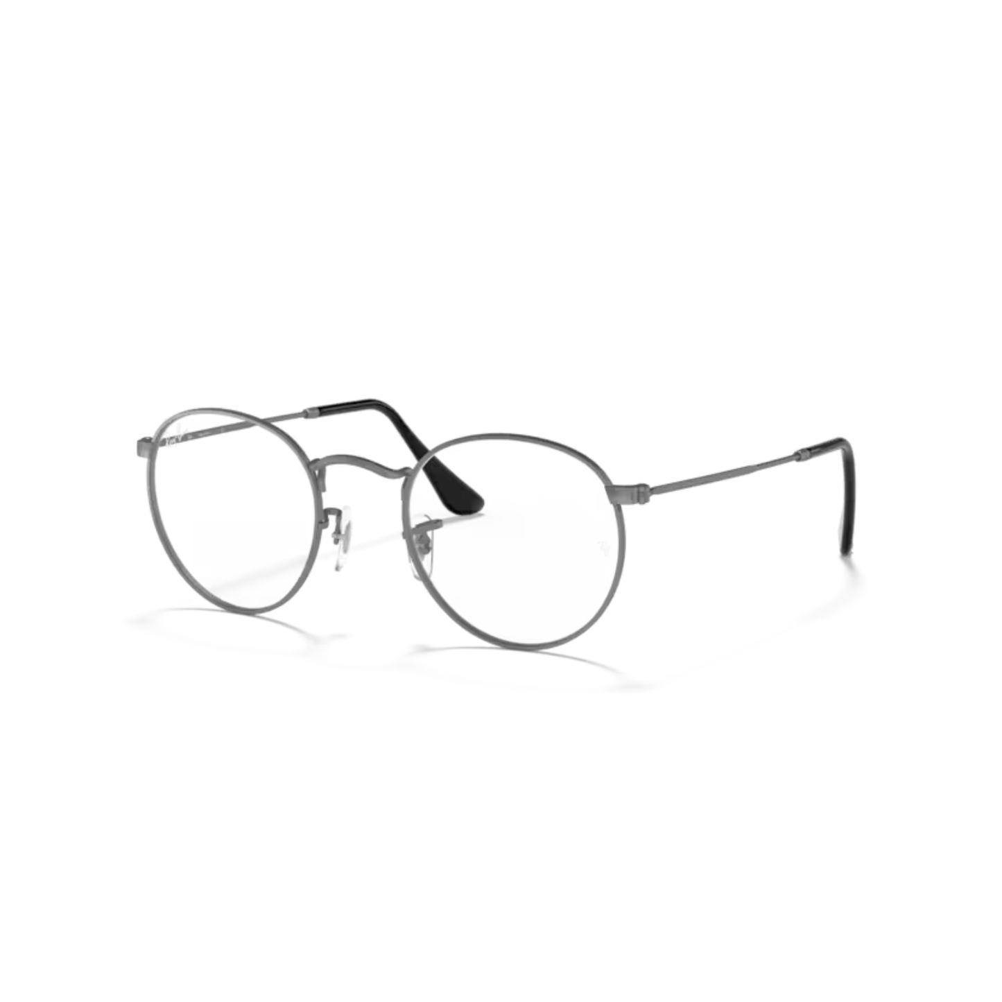 GunmRay-Ban RB3447V round metal unisex optical frame featuring an iconic lightweight design with premium craftsmanship. Angle View 