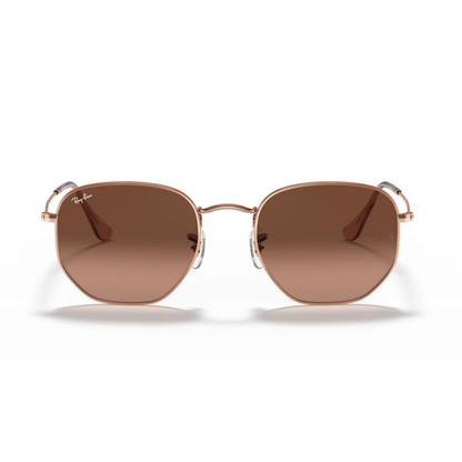 Ray-Ban RB3548 hexagonal unisex metal sunglasses with full-rim design and UV-protective lenses.