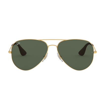 Ray-Ban RB3558 unisex aviator sunglass with full-rim metal construction and timeless designer styling.