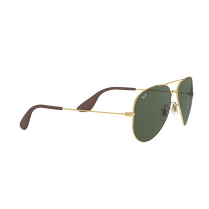 Ray-Ban RB3558 unisex aviator sunglass with full-rim metal construction and timeless designer styling.