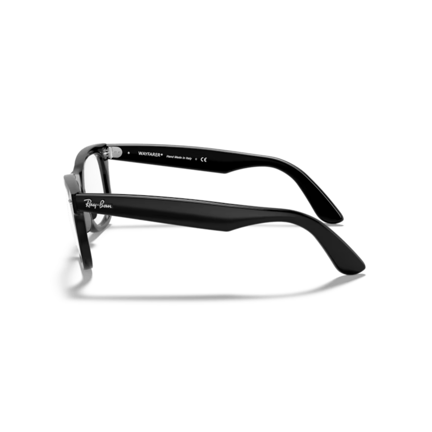 Ray-Ban RB4340V Black/2000 Wayfarer Ease square eyeglasses with full-rim lightweight optical frame and classic Wayfarer styling.