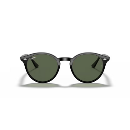 Ray-Ban RB2180 Black-601/71 round phantos unisex sunglasses with full-rim frame, keyhole bridge, and classic vintage-inspired styling.