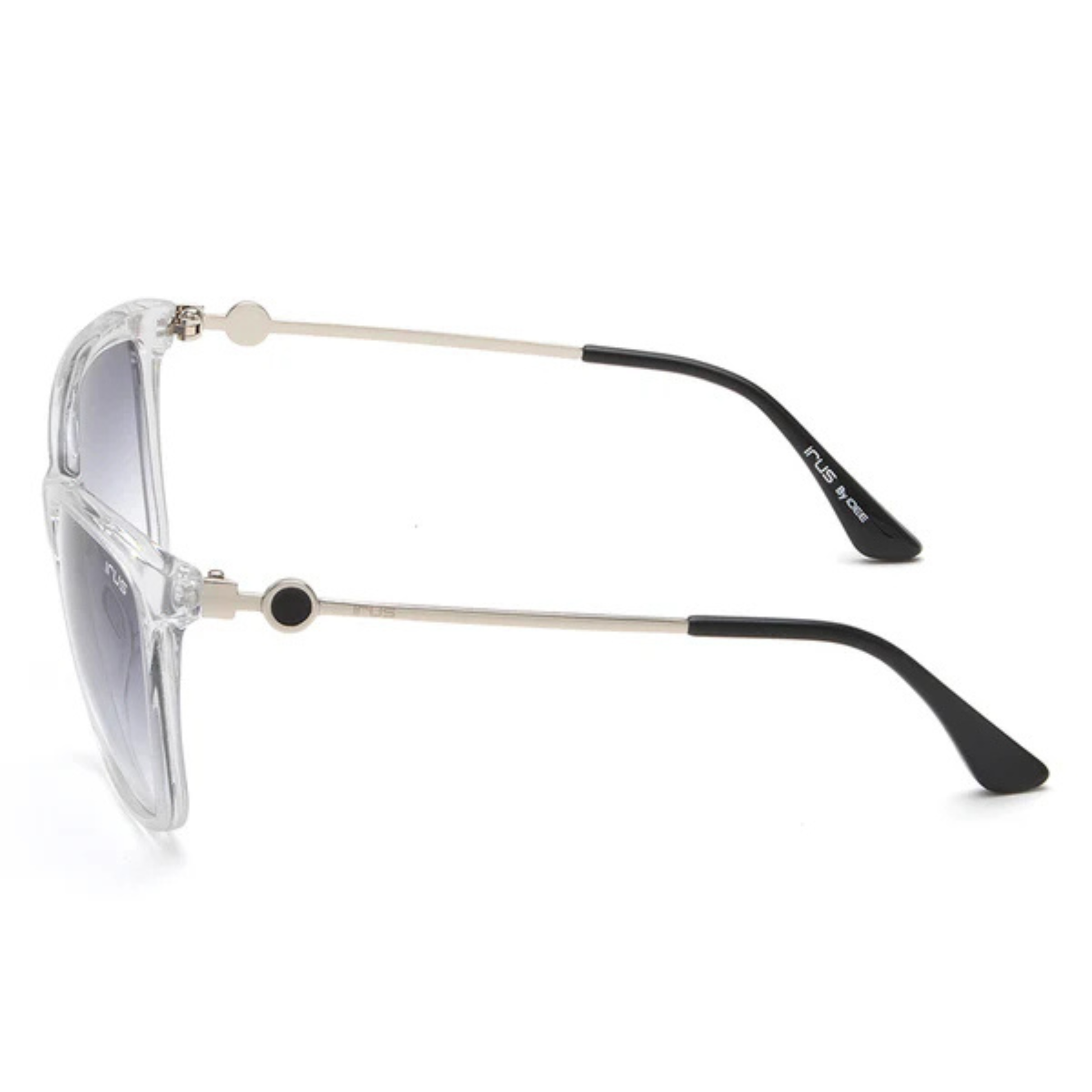 S1044 unisex sunglasses with silver and black frame design featuring stylish grey gradient UV-protected lenses.