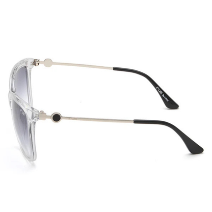 S1044 unisex sunglasses with silver and black frame design featuring stylish grey gradient UV-protected lenses.