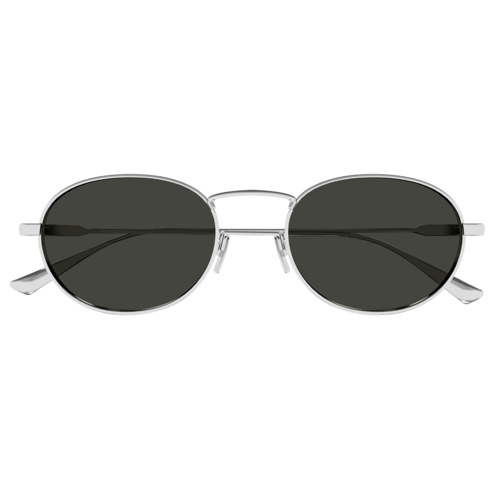 Saint Laurent SL 799 Silver Oval Metal Sunglasses With Grey Lenses