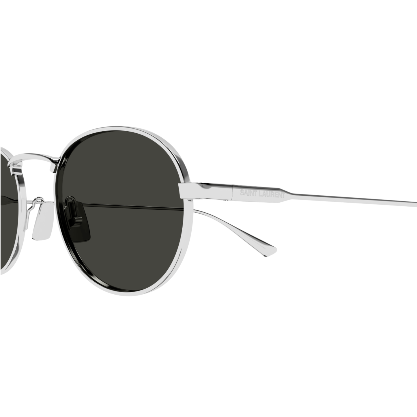 Saint Laurent SL 799 Silver Oval Metal Sunglasses With Grey Lenses