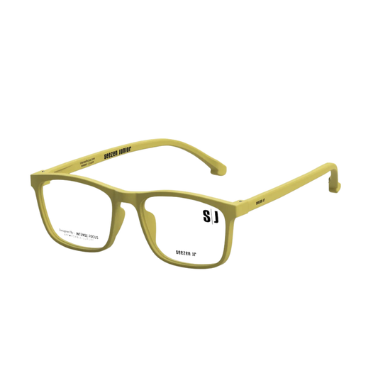 Seezen Jr Flex-Junior 01 kids acetate square full-rim optical frame three-quarter view