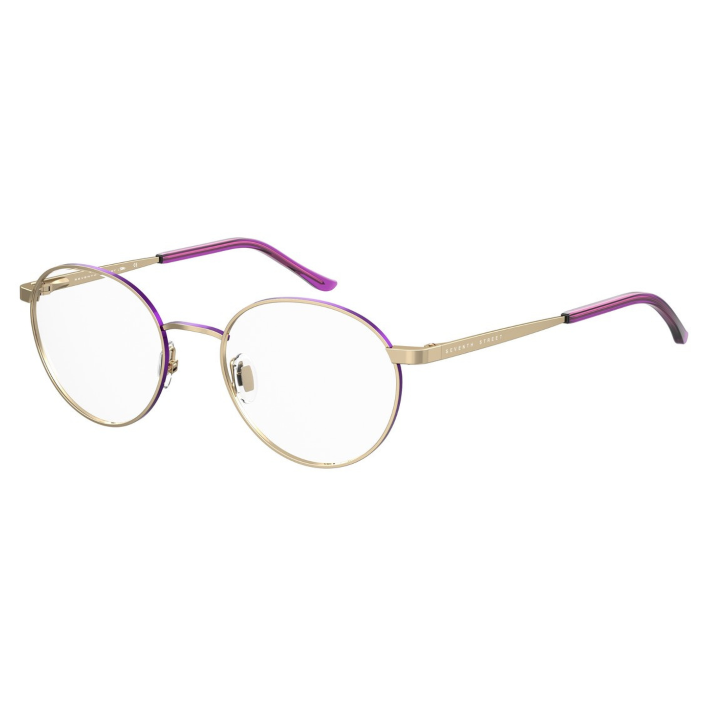 Seventh Street 7A 554 unisex round metal optical frame with a sleek full-rim design.