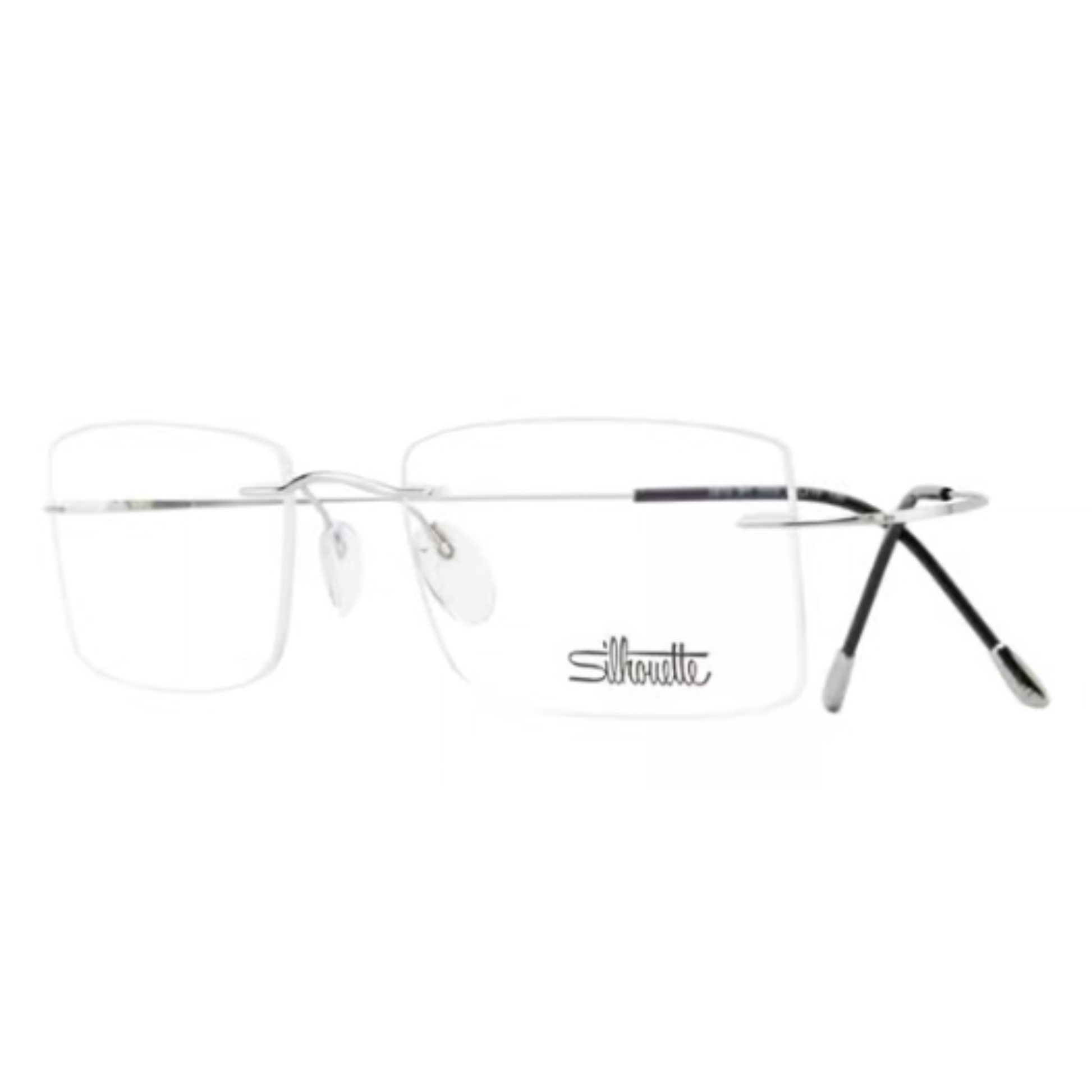 Silhouette SIL5515 unisex rectangle rimless optical frame in lightweight titanium with luxury minimalist styling.