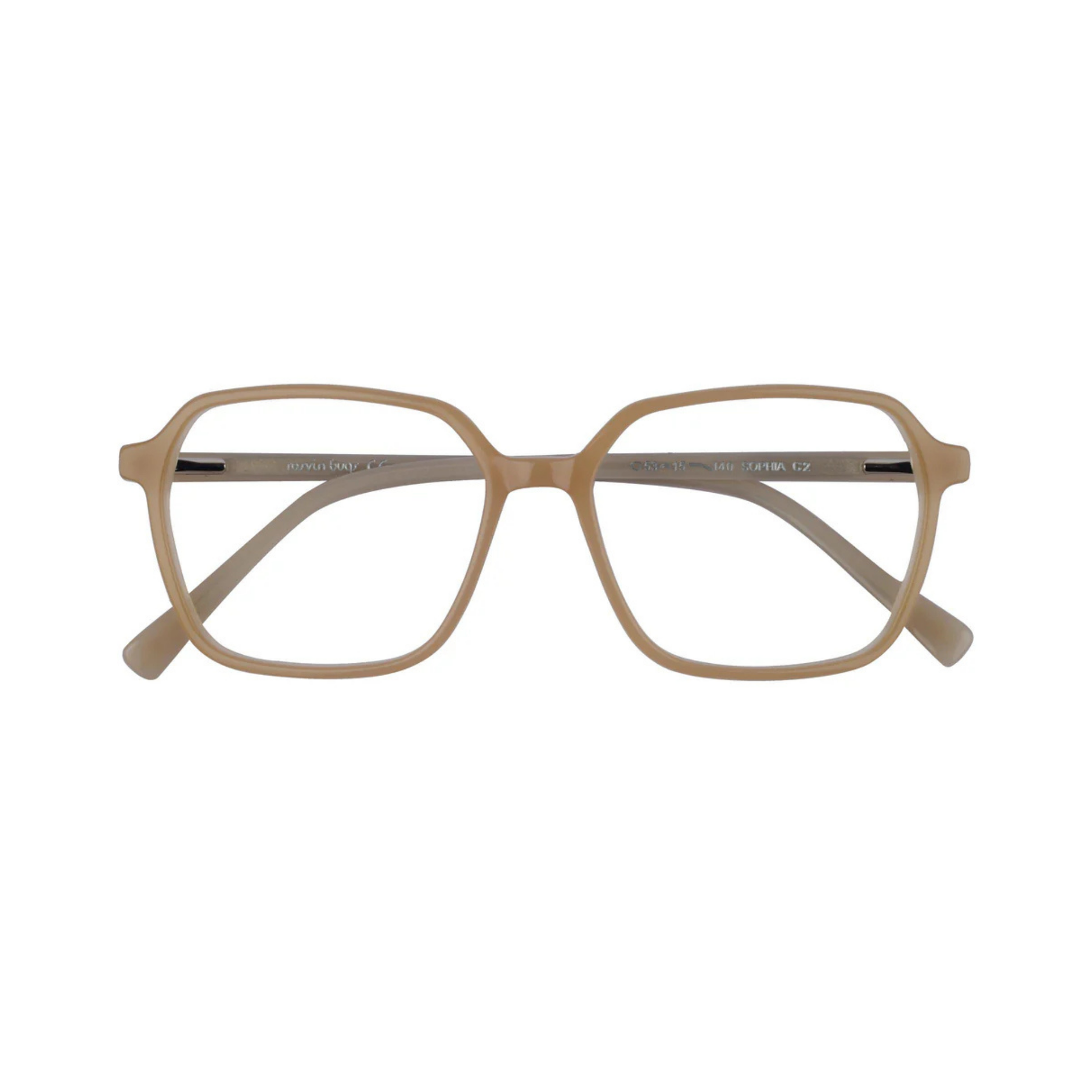 Sophia Butterscotch/C2 designer cat-eye optical frame with lightweight full-rim construction for elegant everyday prescription eyewear.