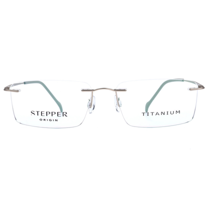 Stepper SI4253B unisex rectangle rimless optical frame crafted from lightweight titanium.