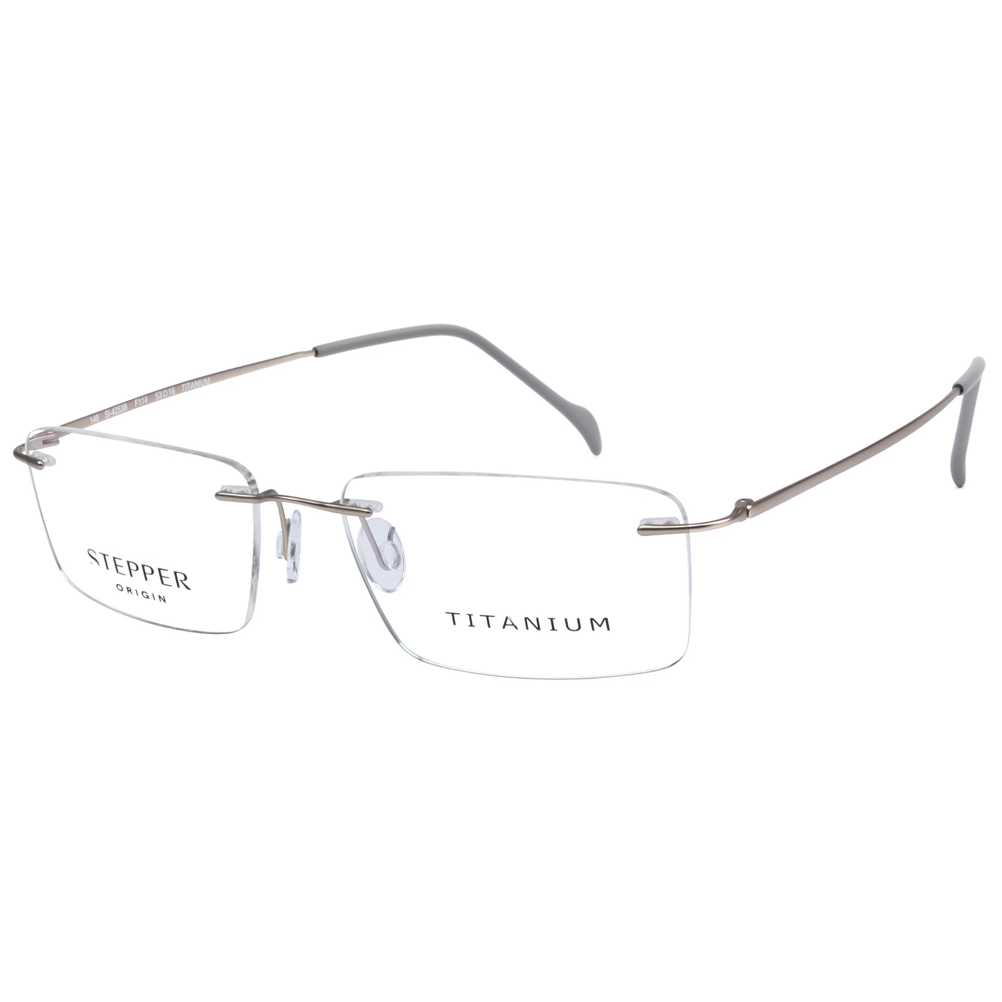 Stepper SI4253B unisex rectangle rimless optical frame crafted from lightweight titanium.