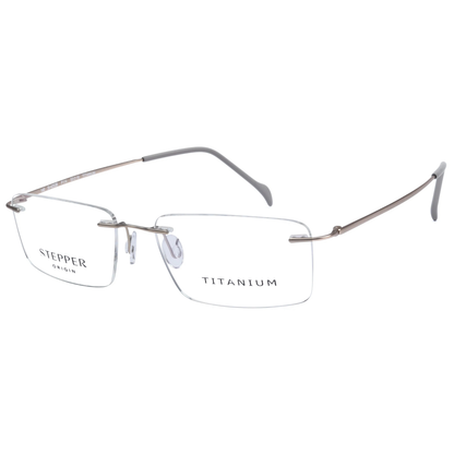 Stepper SI4253B unisex rectangle rimless optical frame crafted from lightweight titanium.