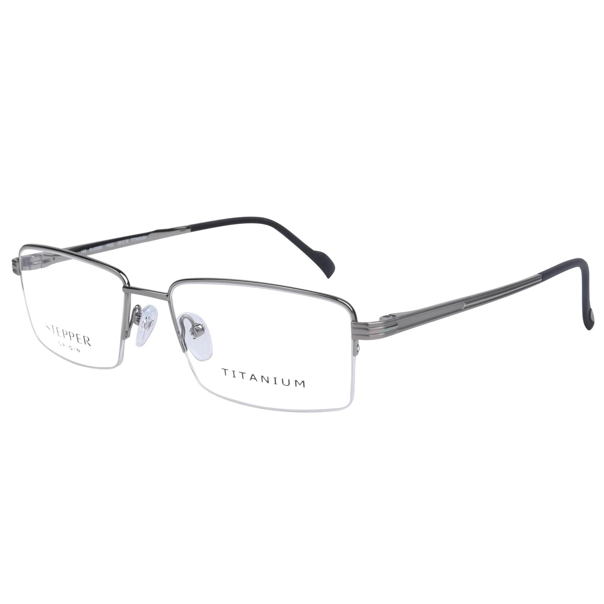 Stepper SI60069 unisex rectangle optical frame crafted from lightweight titanium with a refined minimalist design.